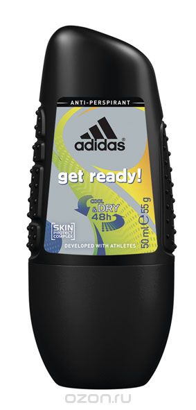 Adidas Дезодорант шариковый "Get Ready! Cool & Dry", мужской, 50 мл