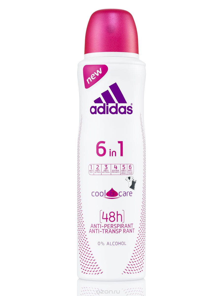 Adidas Дезодорант-антиперспирант 6в1 "Cool&Care", спрей, женский, 150 мл