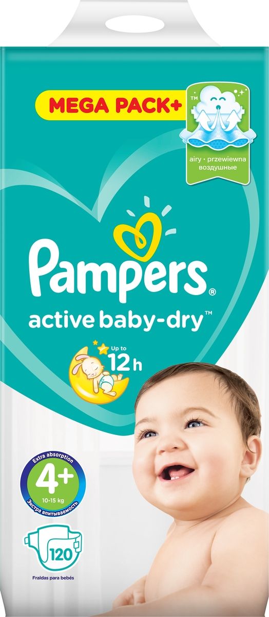 Pampers  Active Baby-Dry 10-15  ( 4+) 120 