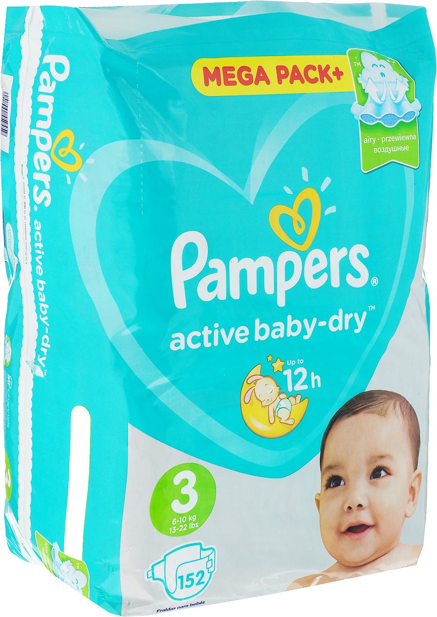 Pampers  Active Baby-Dry 5-9  ( 3) 152 